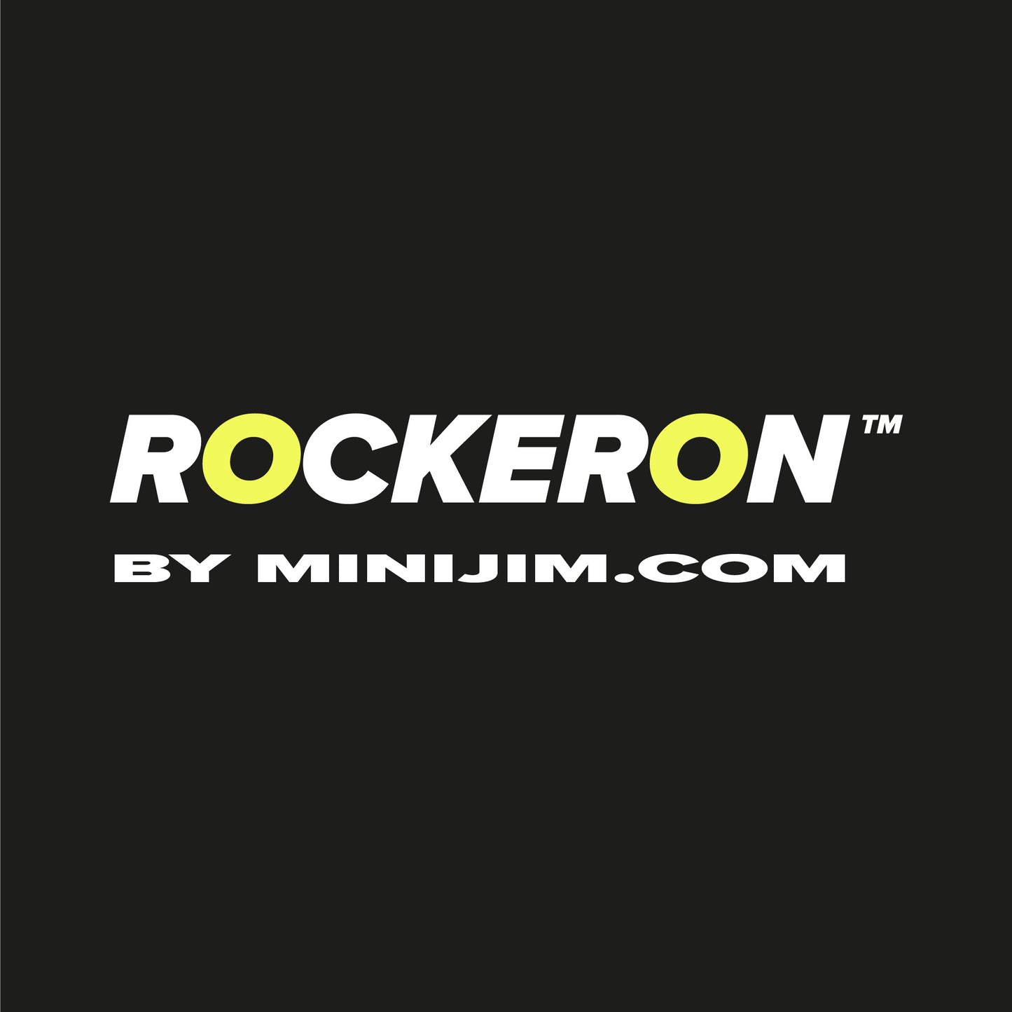 Logo of ROCKERON by Minijim.com on a black background
