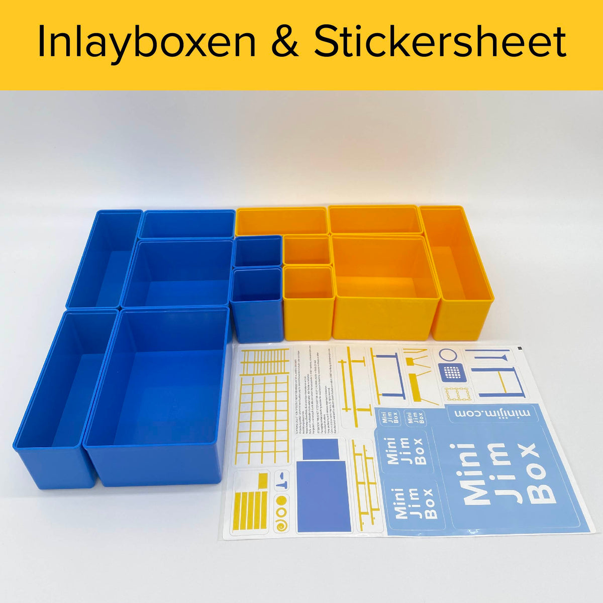 Insertable storage bins for MiniJimBox Light
