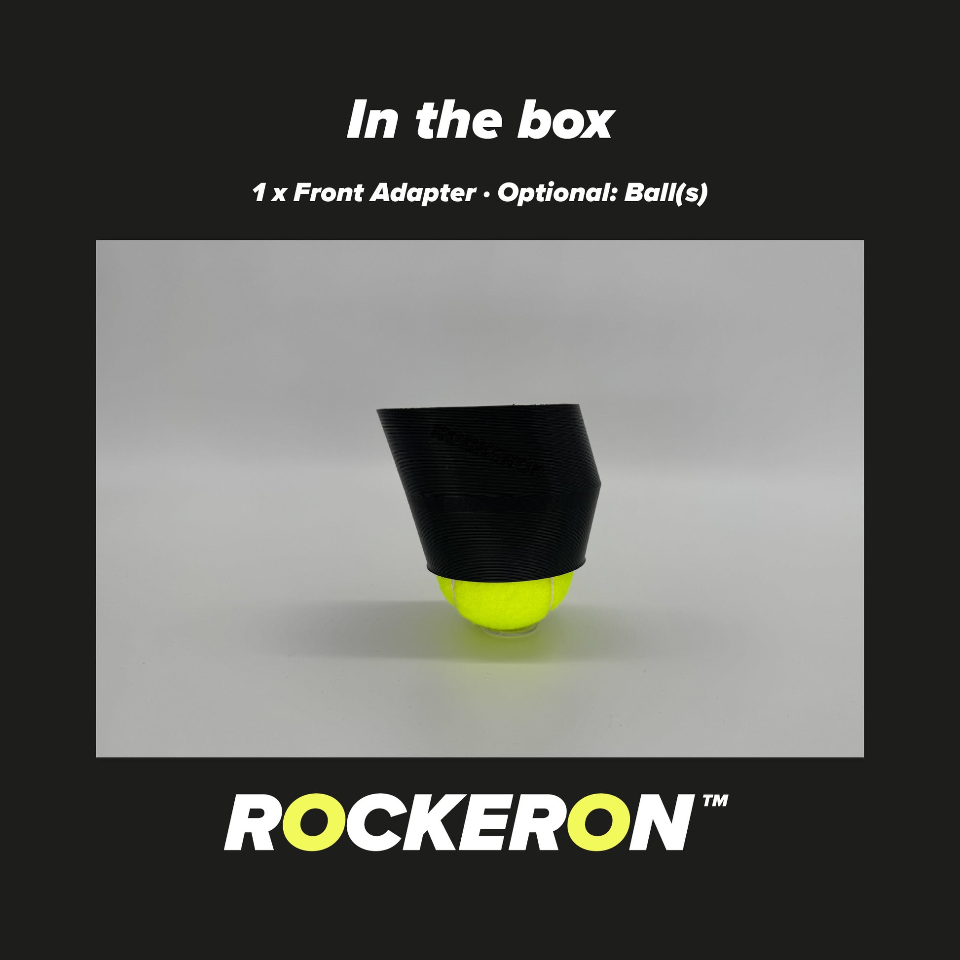 Black adapter with 'ROCKERON' branding on a gray background
