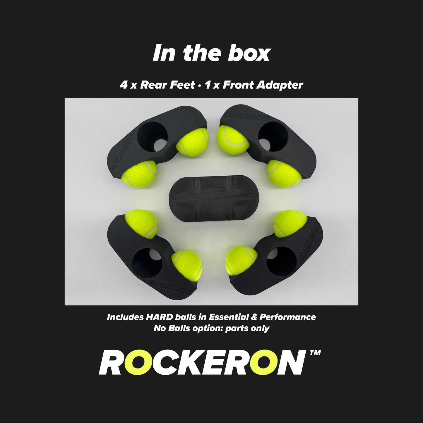 Rockeron product with black and green components on a white background