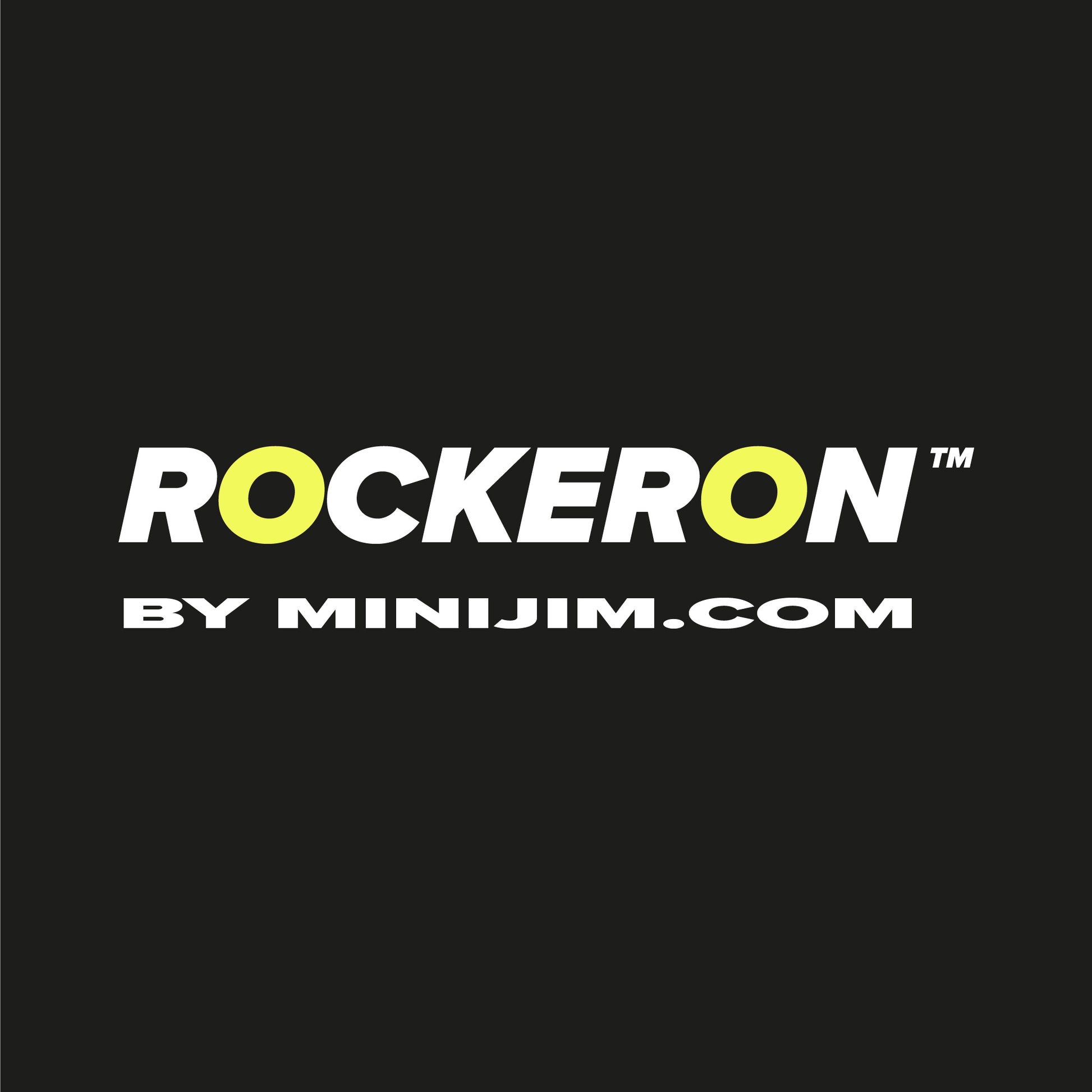 Logo of ROCKERON by Minijim.com on a black background