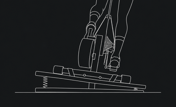 Trainer on a rocker plate with central support and side springs.